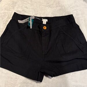 NWT * ROXY High Waist Linen Black Women Shorts